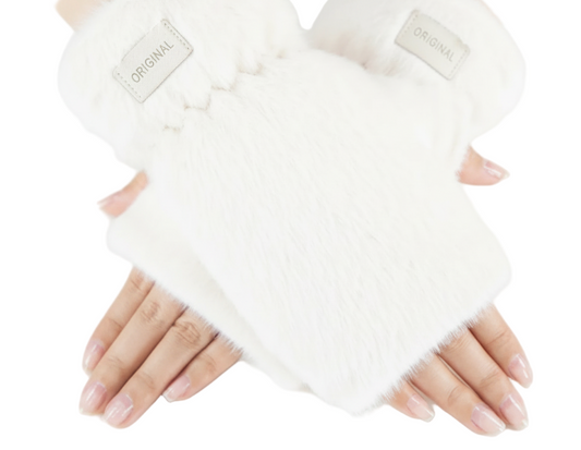 Teddy Fleece Fingerless Gloves