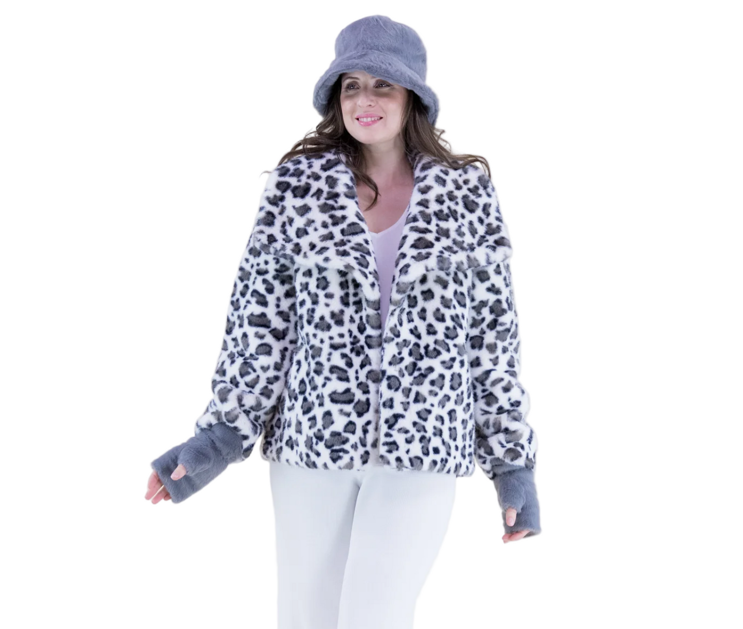 Leopard Print Faux Fur Jacket