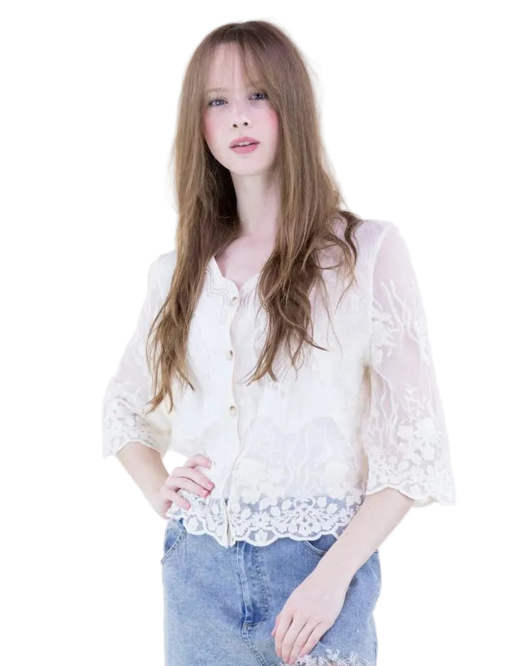 Bella Bloom Sheer Lace Blouse