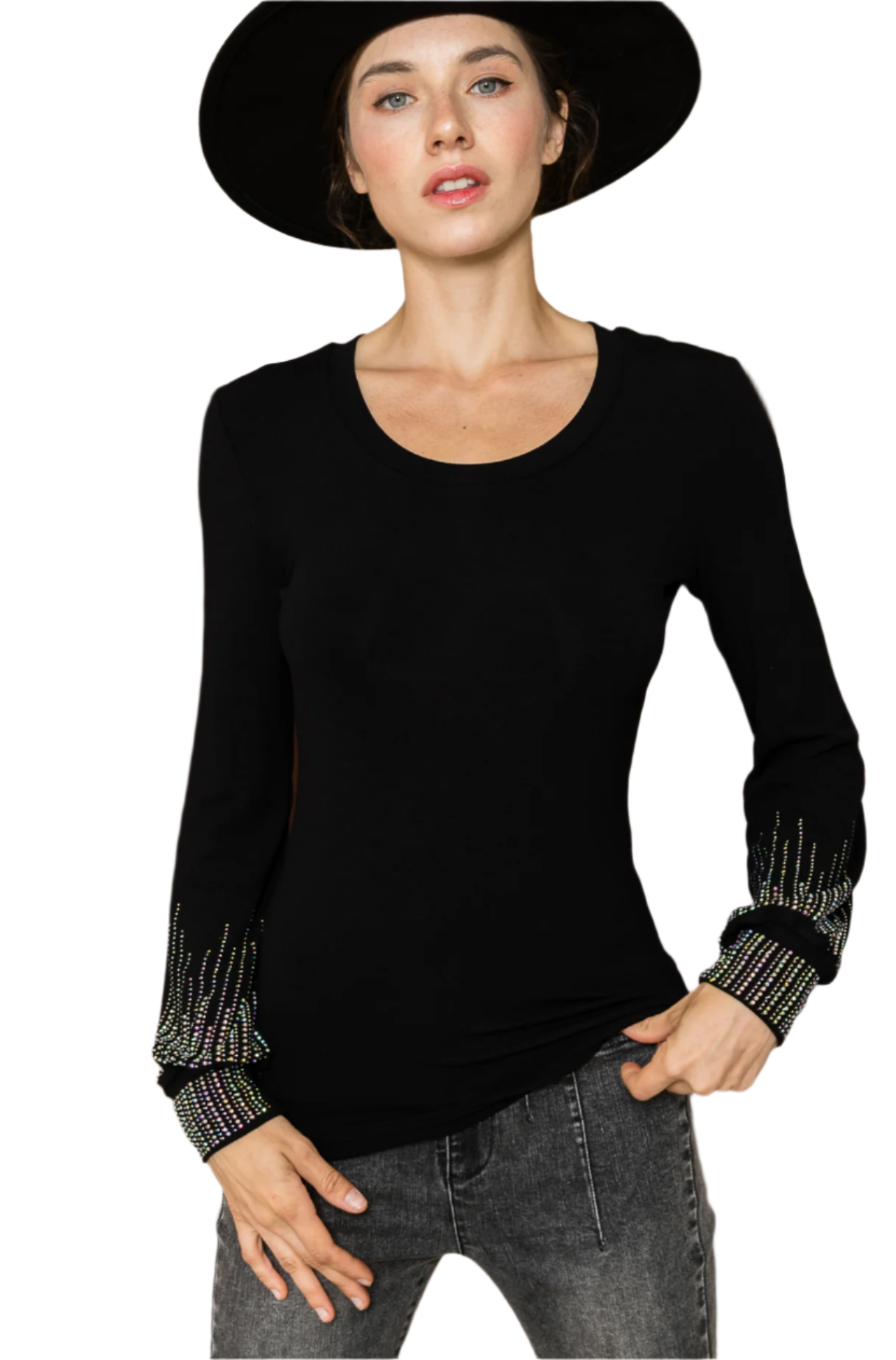 Rhinestone Long Sleeve Top