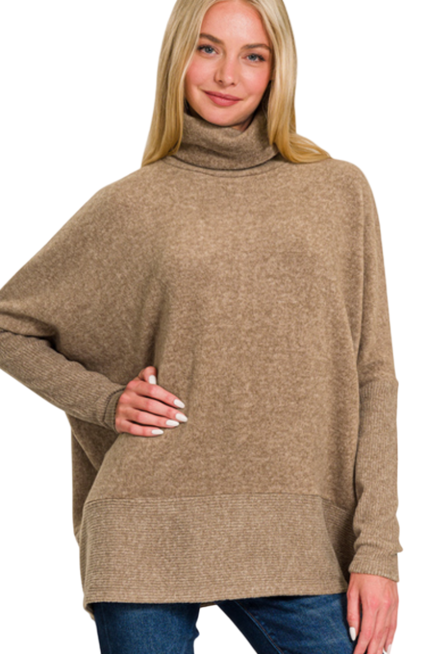 Brushed Melange Hacci Turtleneck Sweater