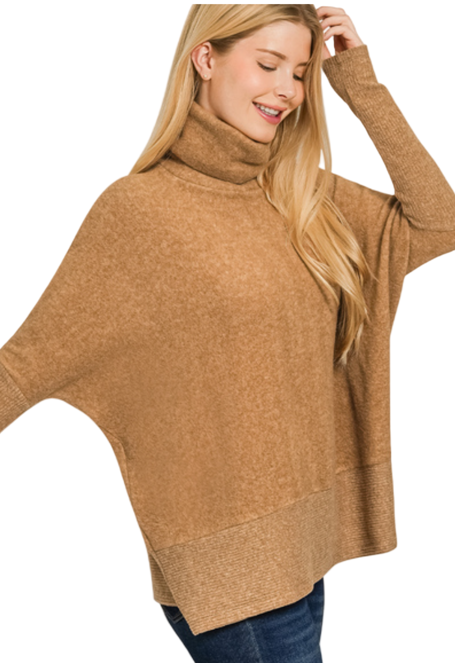 Brushed Melange Hacci Turtleneck Sweater
