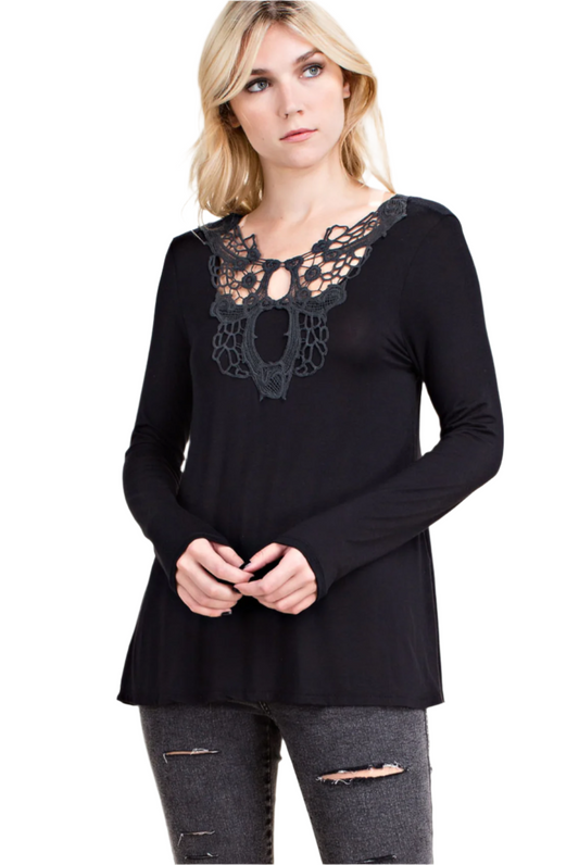 Crochet Lace Long Sleeve Top