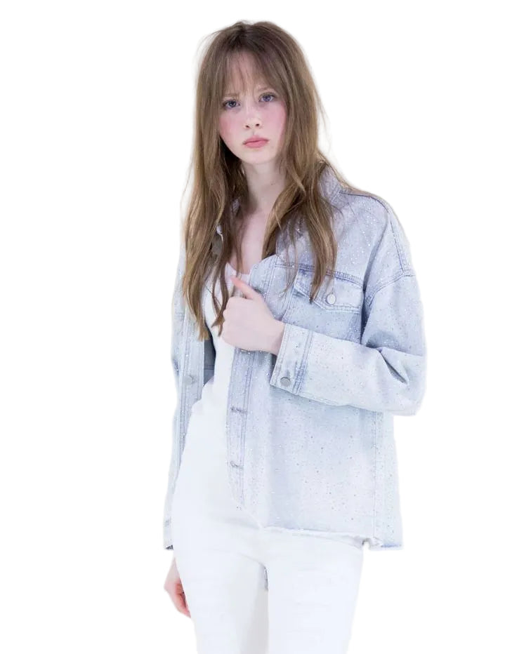 Rhinestone Embellished Denim Shirt