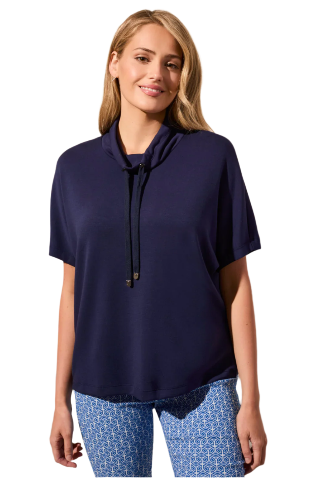 Techno Lux Funnel Neck Short Sleeve Top