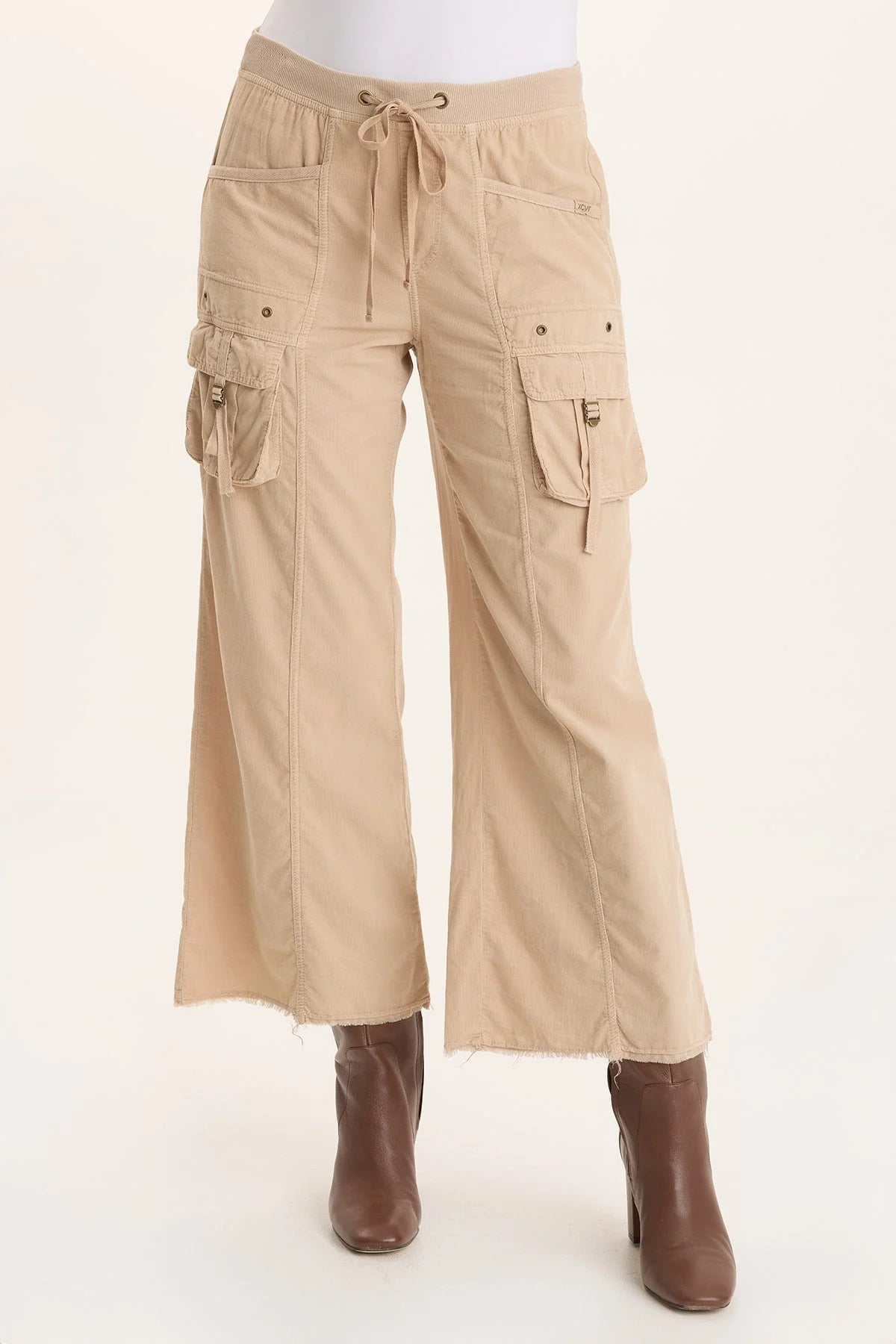 Heta Corduroy Wide-Leg Drawstring Cargo Pant