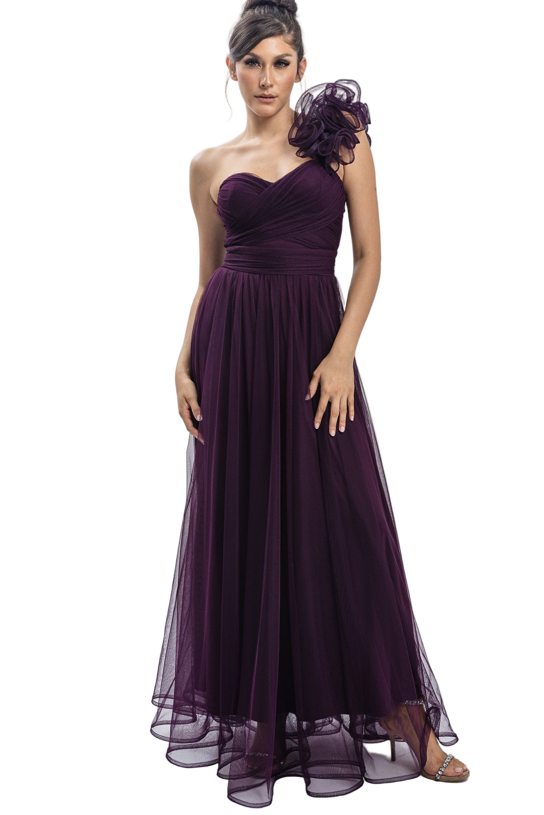 One Shoulder Mech Dress W/ Back Lacing