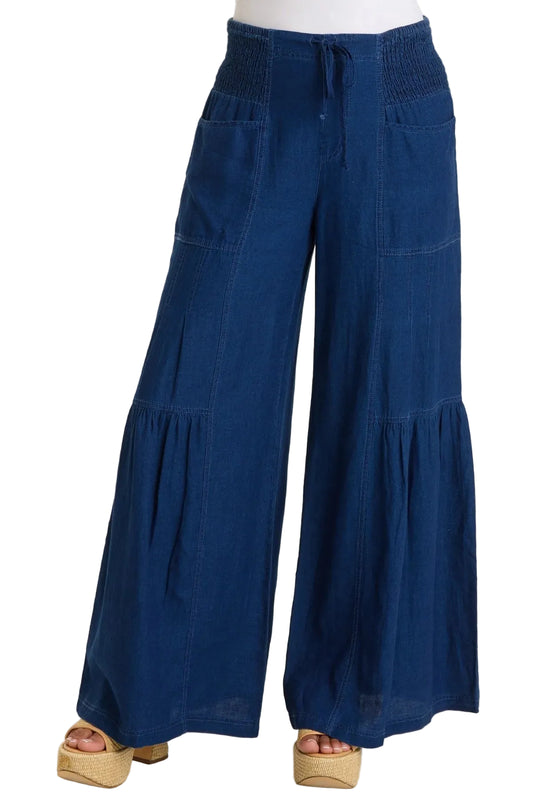 Zain Indigo Twill Tiered Wide Leg