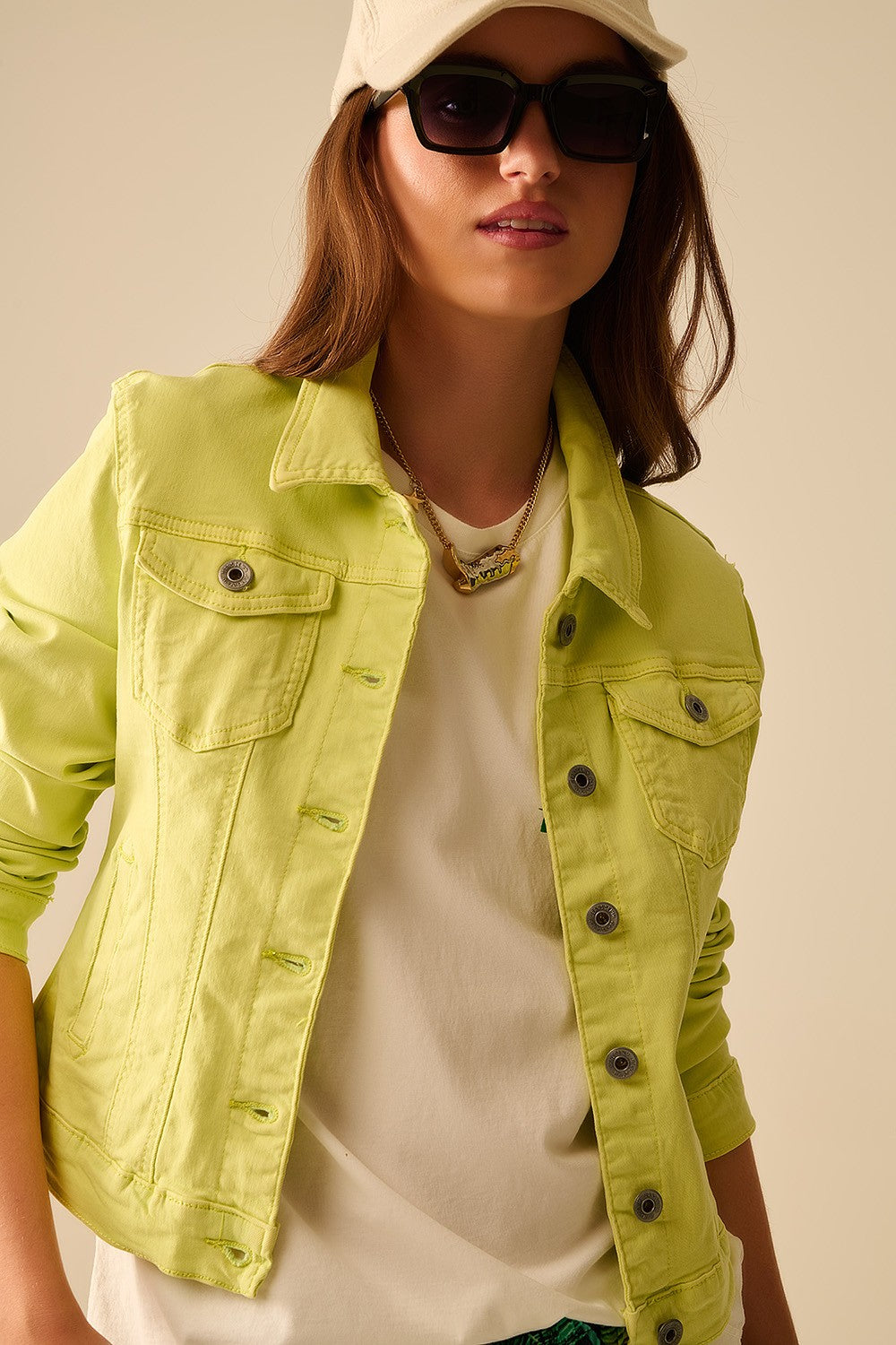 Stretch Denim Jacket With Pockets