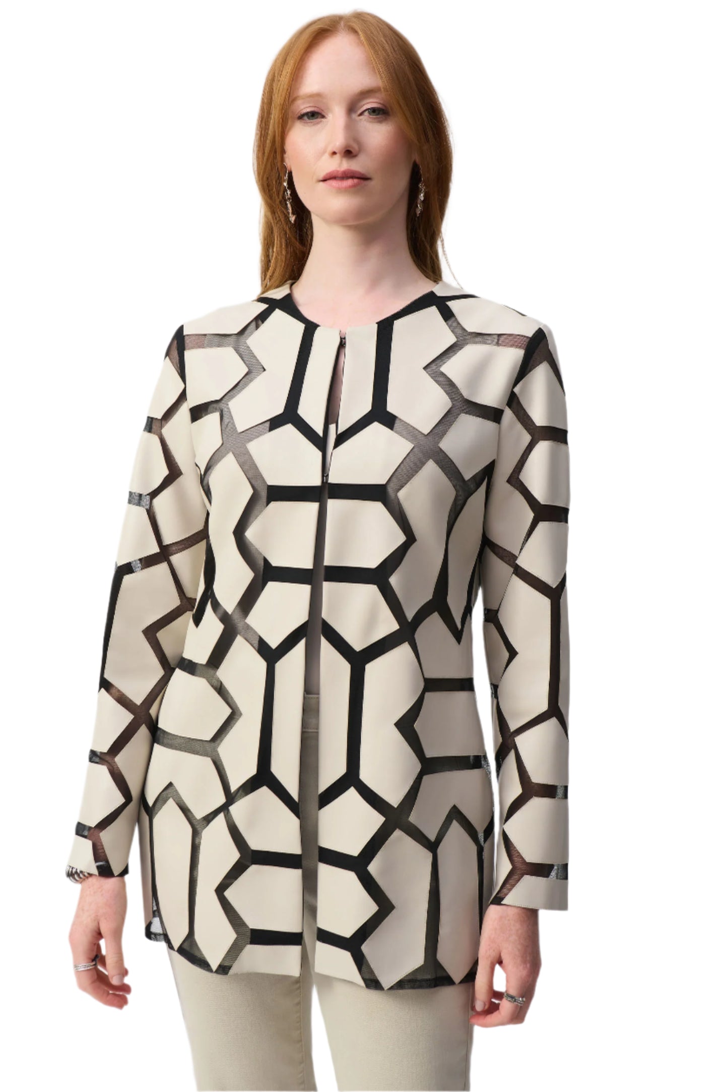 Laser-Cut Leatherette on Mesh Jacket