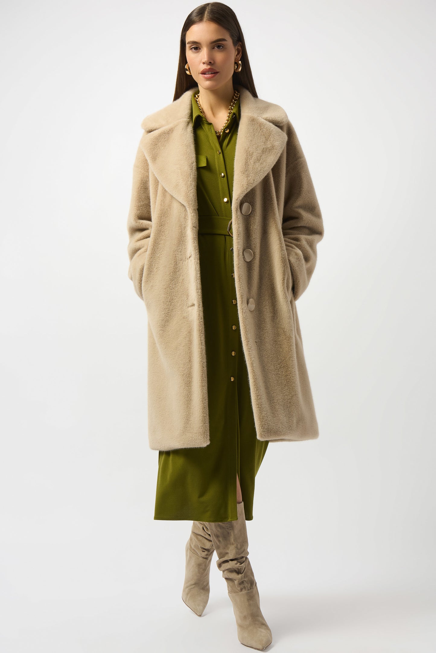 Faux Fur Straight Coat