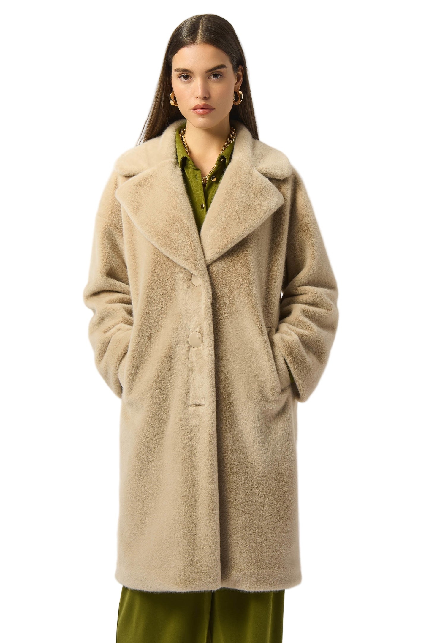 Faux Fur Straight Coat