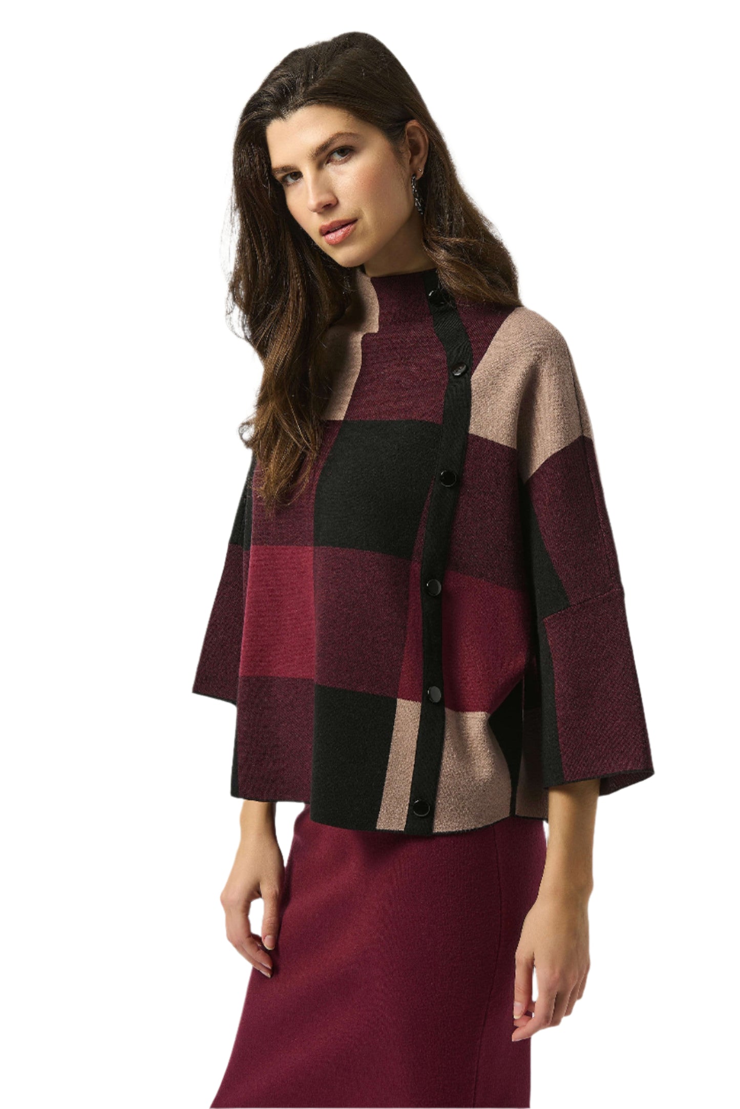 Plaid Jacquard Sweater Knit Top
