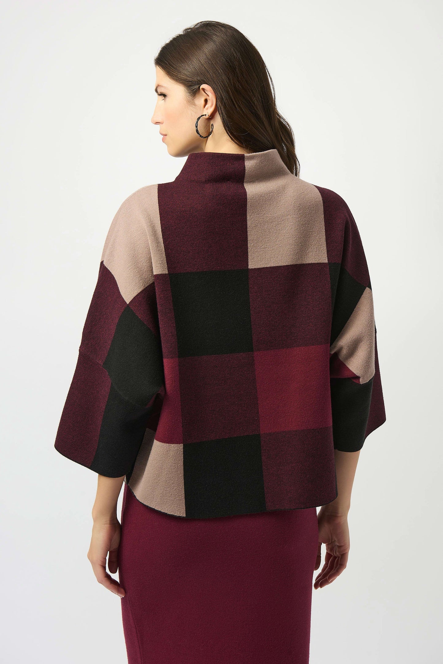 Plaid Jacquard Sweater Knit Top
