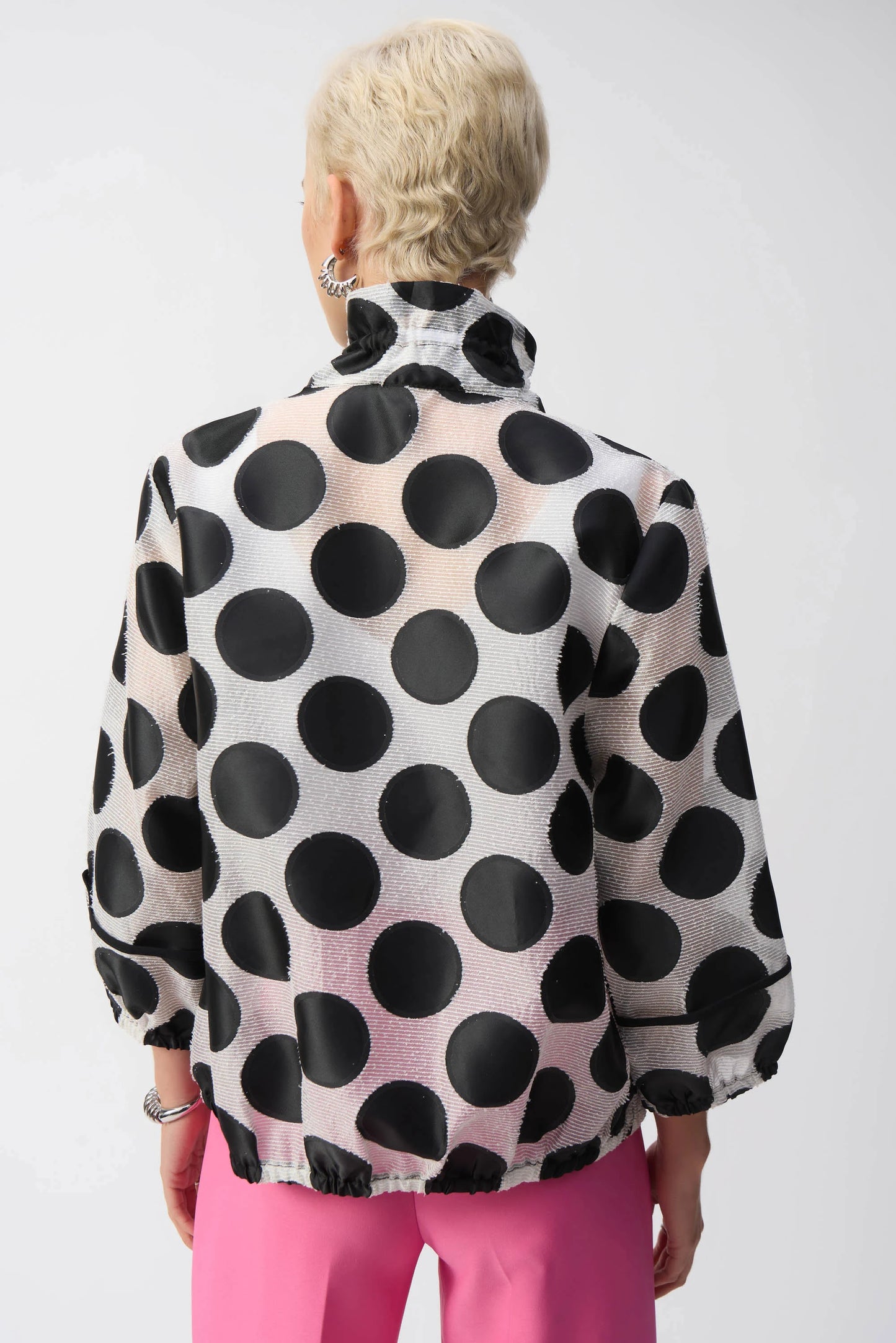 Polka Dot Relaxed Fit Zip Up Jacket
