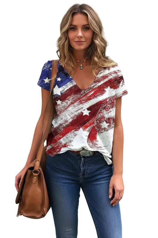 V-Neck Top with Flag