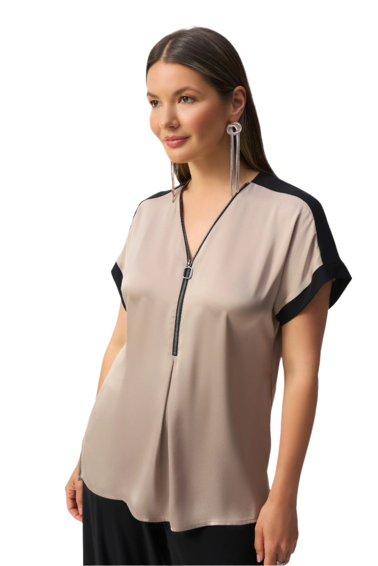 Satin and Silky Knit Straight Top