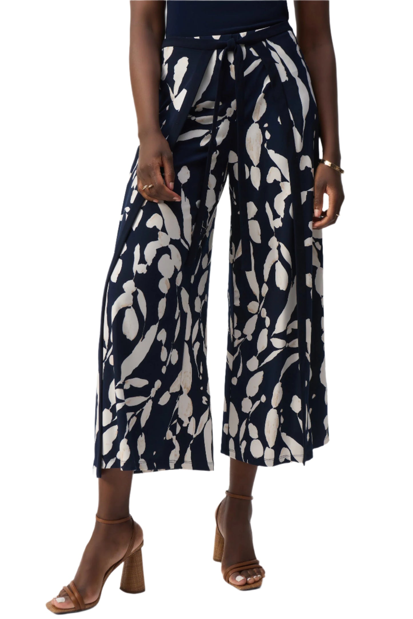 Silky Knit Abstract Print Wide Leg Pants