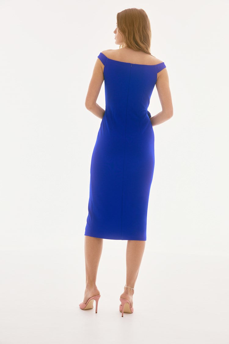 Scuba Crepe Off Shoulder Sheath Dress