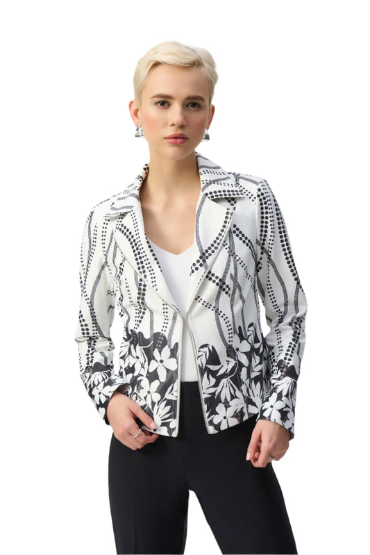 Faux Suede Floral Print Jacket