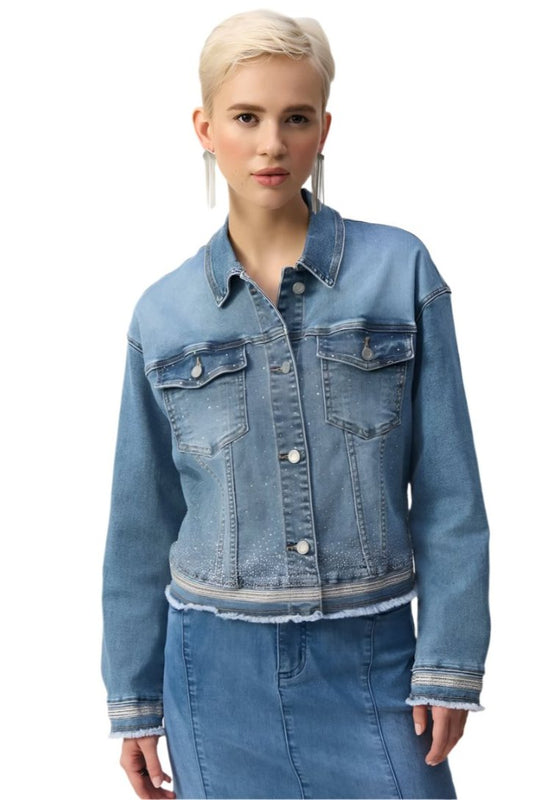 Denim Jacket With Frayed Hem