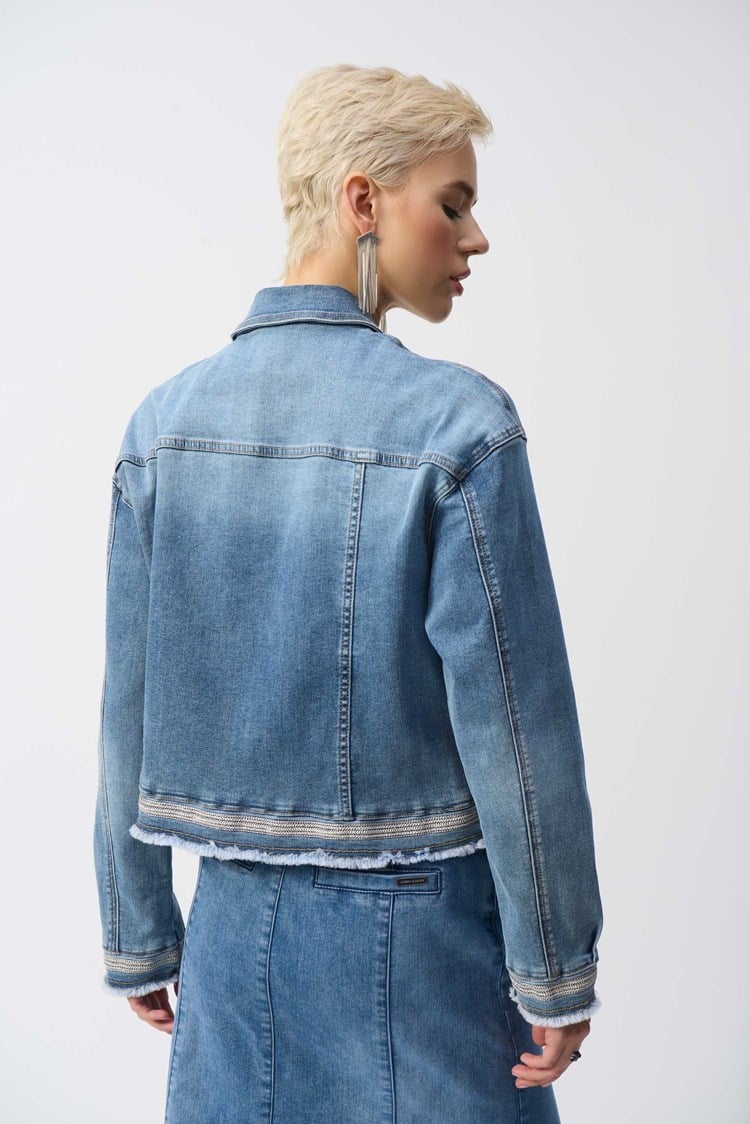 Denim Jacket With Frayed Hem