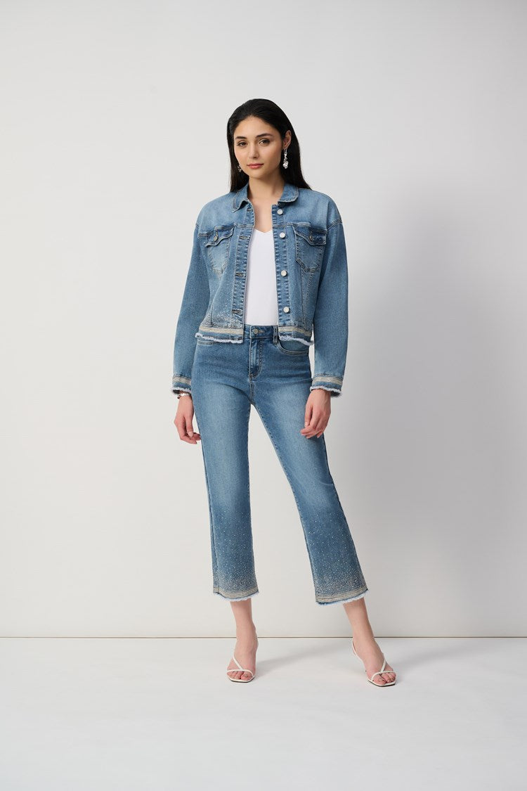 Straight Fit Crop Stretch Jeans