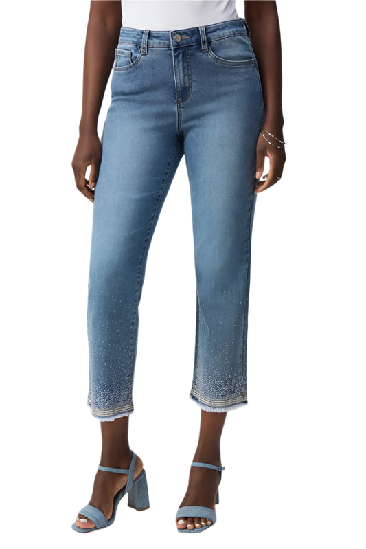 Straight Fit Crop Stretch Jeans