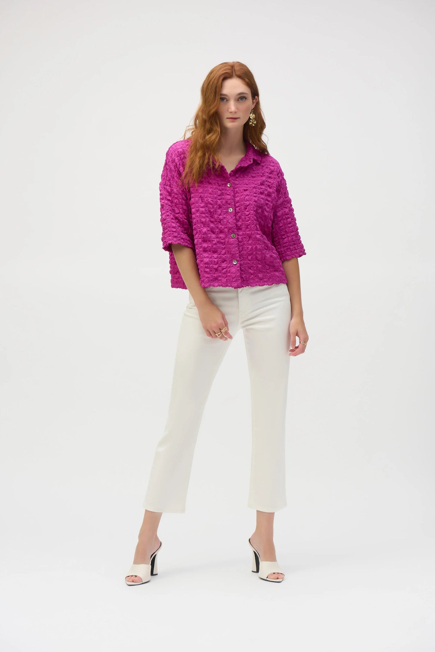 Bubble Jacquard Boxy Blouse