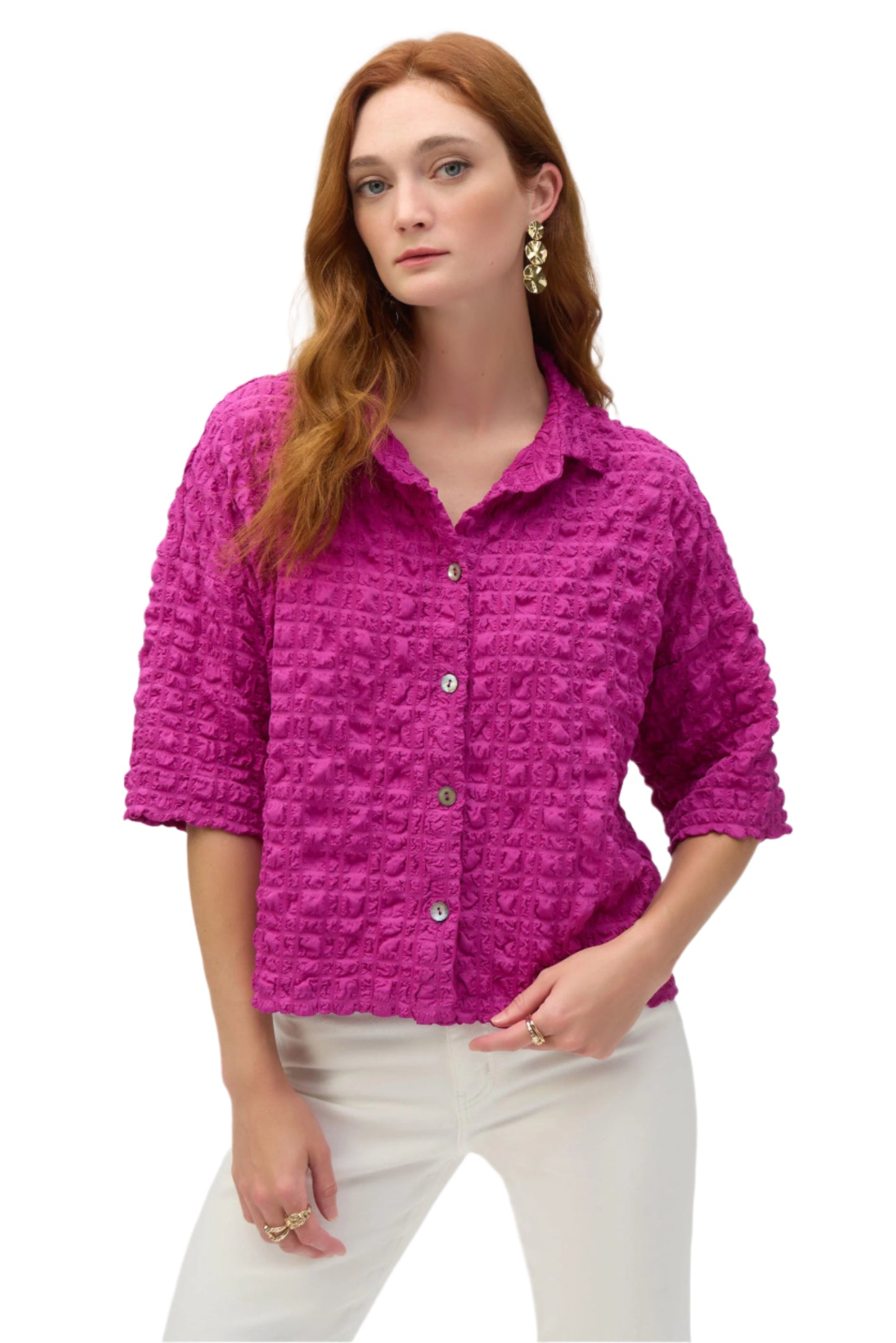 Bubble Jacquard Boxy Blouse