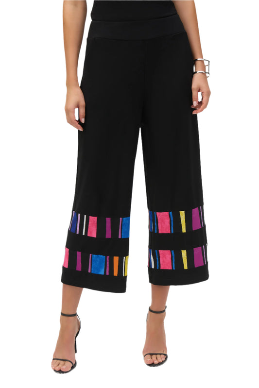 Silky Knit Stripe Print Culotte Pants