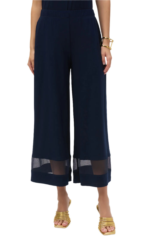 Silky Knit And Mesh Culotte Pants