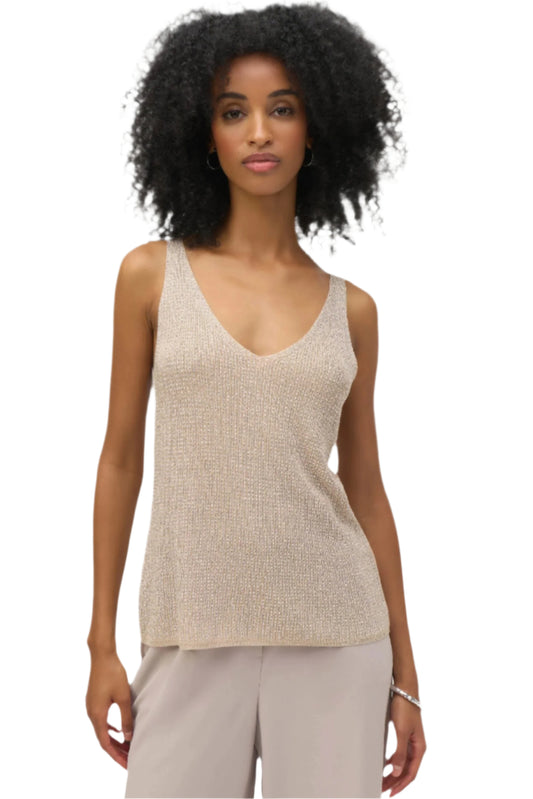 Metallic Knitted Camisole with Rhinestones