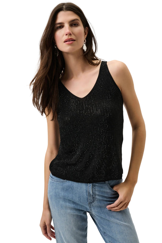 Metallic Knitted Camisole with Rhinestones