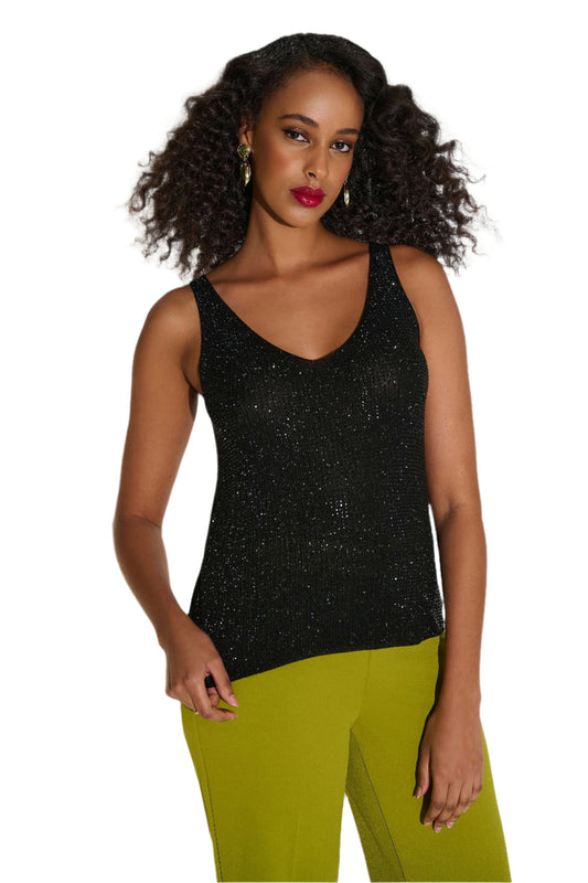 Metallic Knitted Camisole with Rhinestones