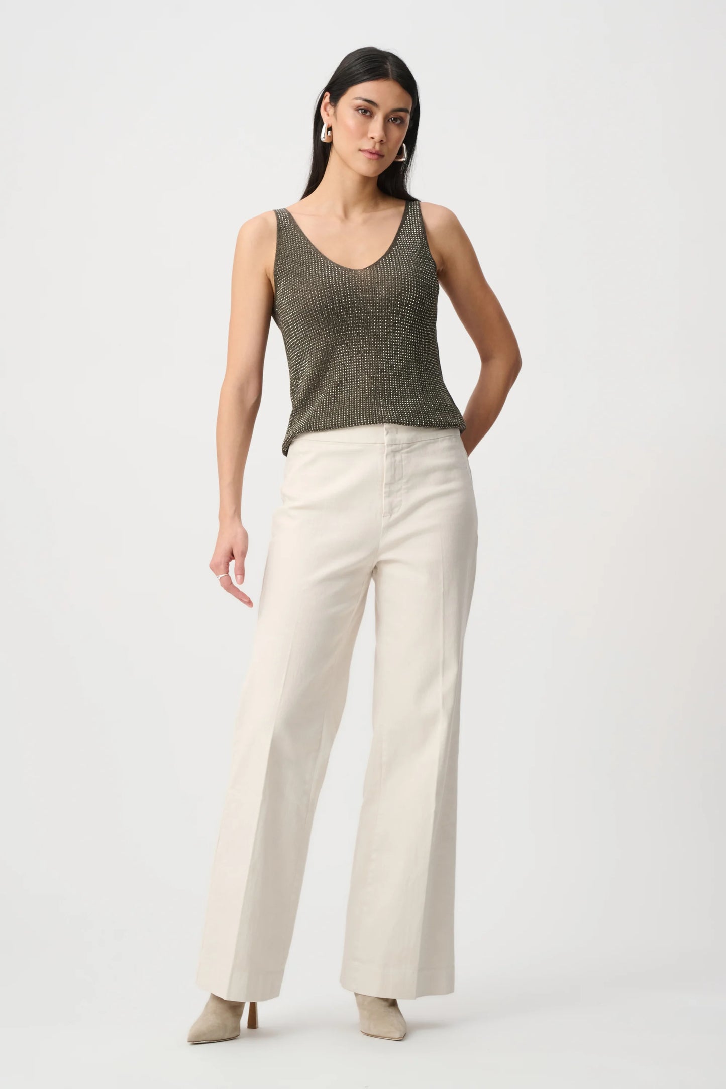 Metallic Knitted Camisole with Rhinestones