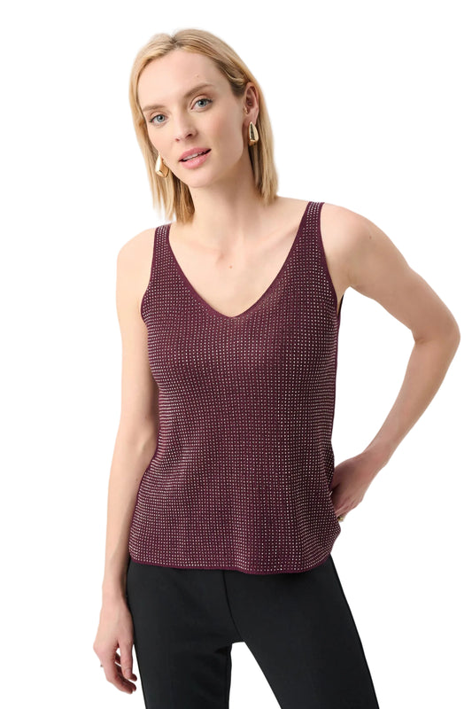 Metallic Knitted Camisole with Rhinestones