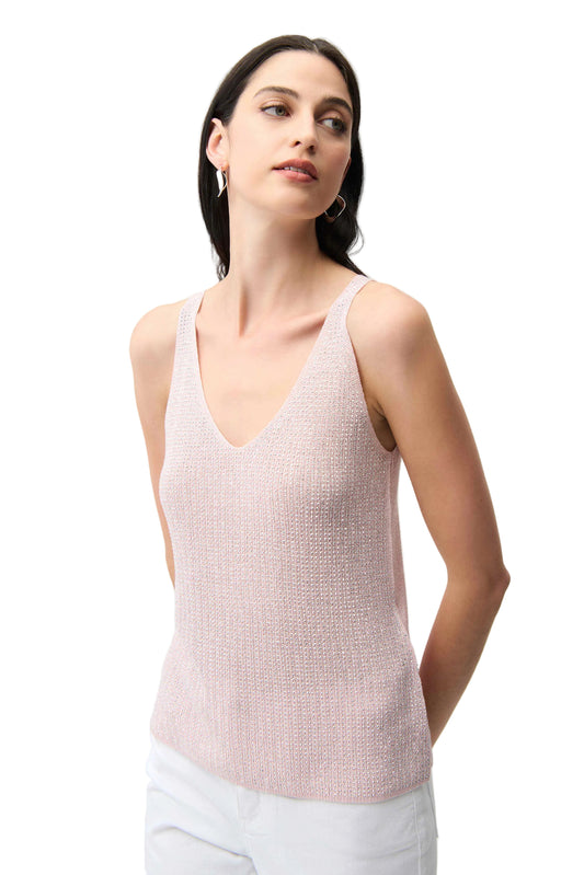 Metallic Knitted Camisole with Rhinestones