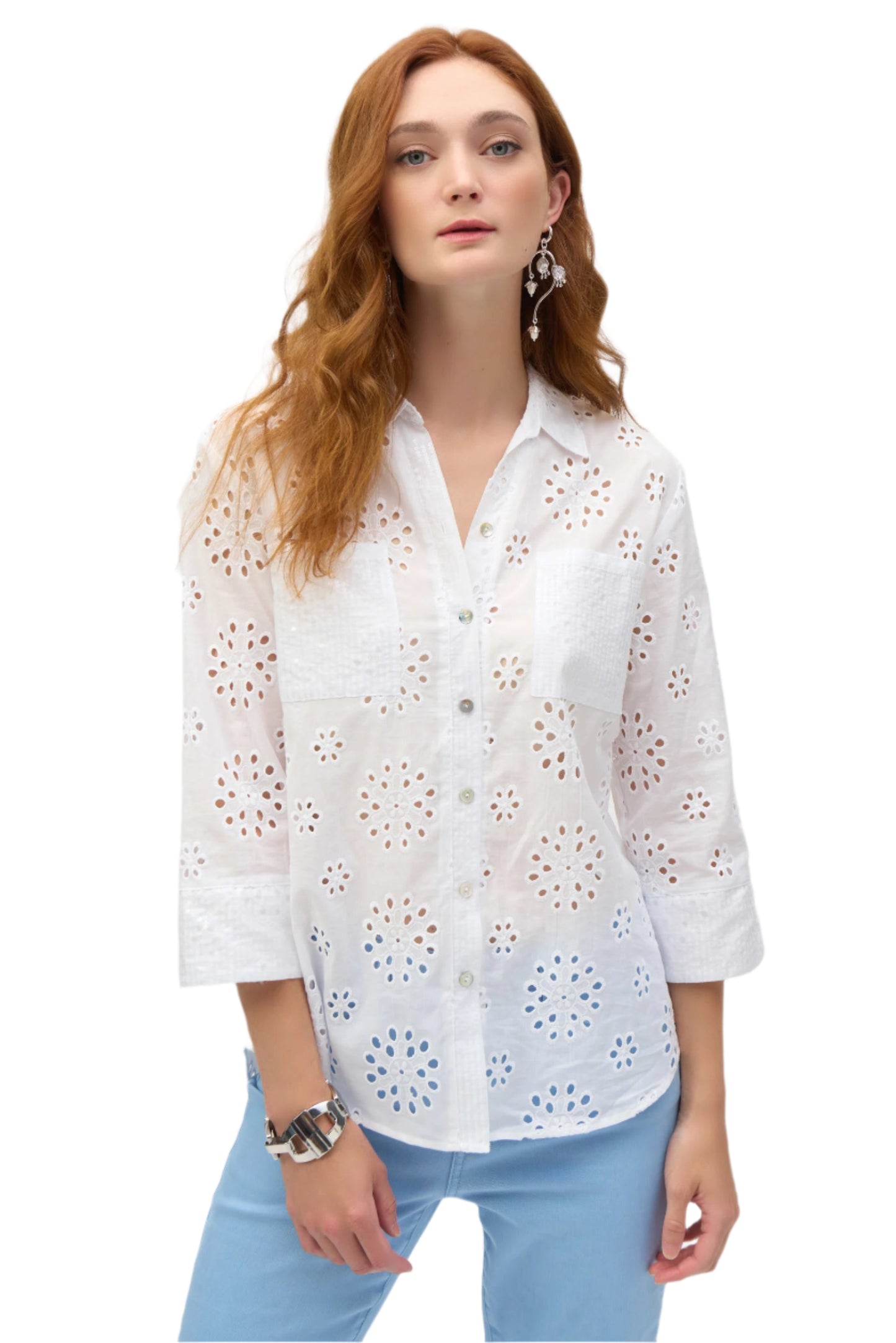 Cotton Embroidered Eyelet Boxy Blouse