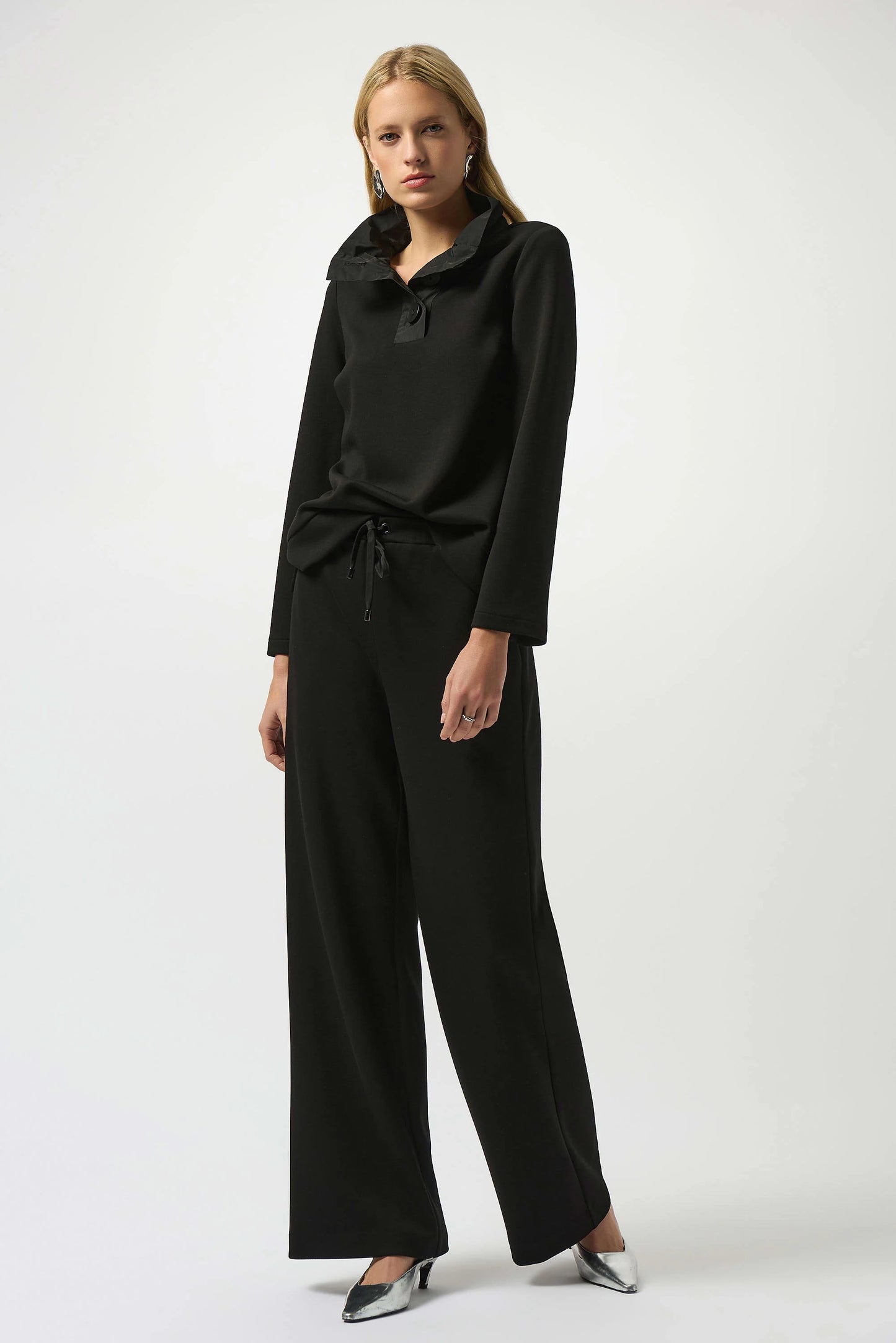 Scuba Jersey Wide-Leg Pull-On Pants
