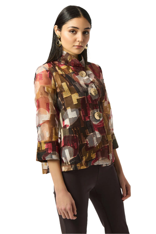 Organza Abstract Print Two-Piece Trapeze Jacket