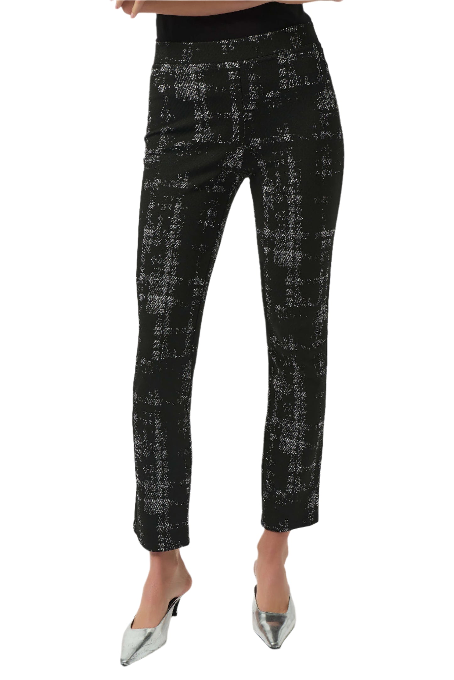 Jacquard Sweater Plaid Print Pull-On Pants