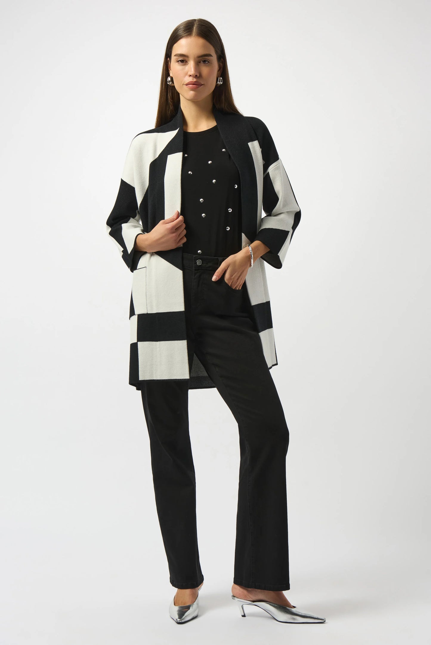 Jacquard Sweater Knit Color-Block Cover-Up