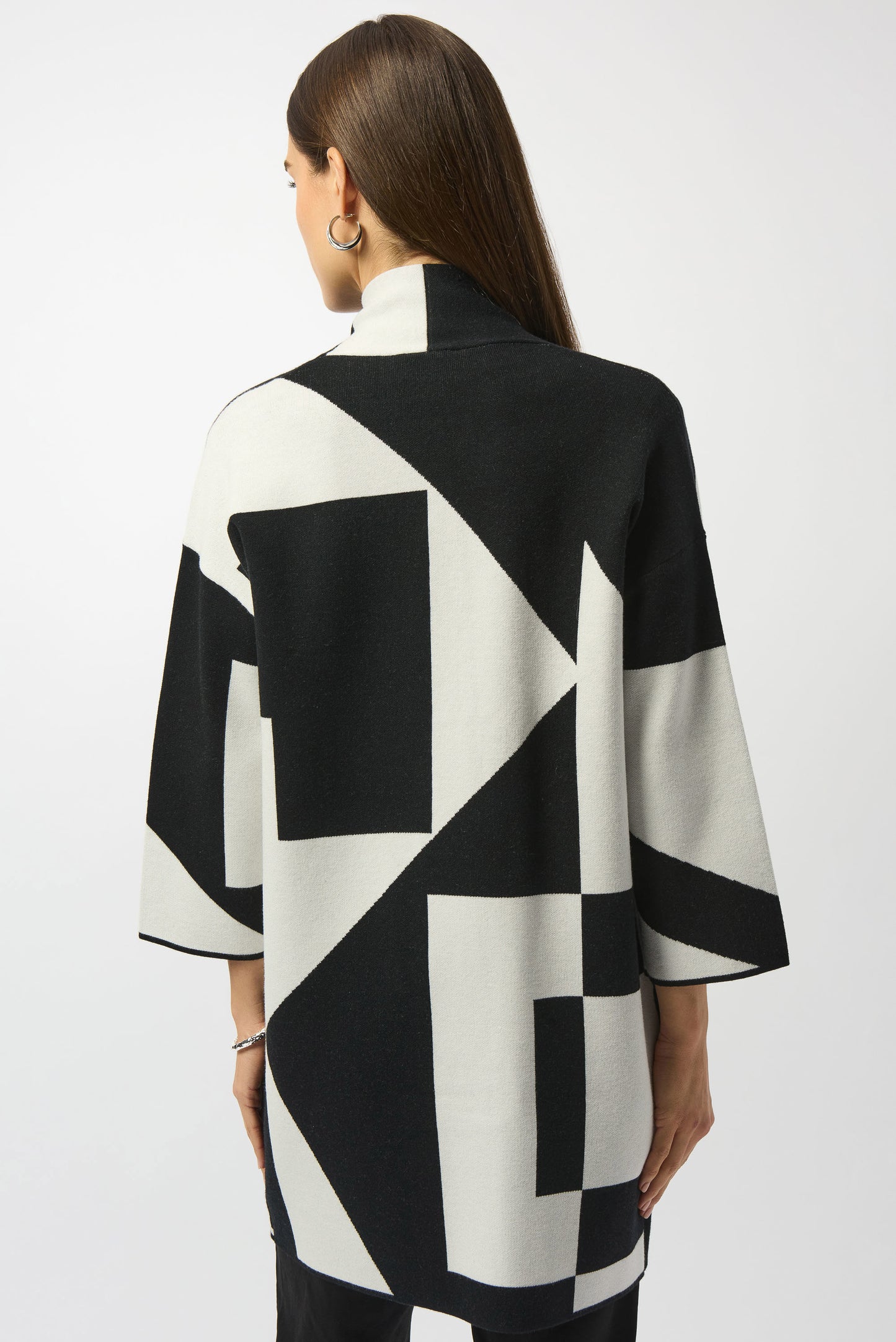 Jacquard Sweater Knit Color-Block Cover-Up