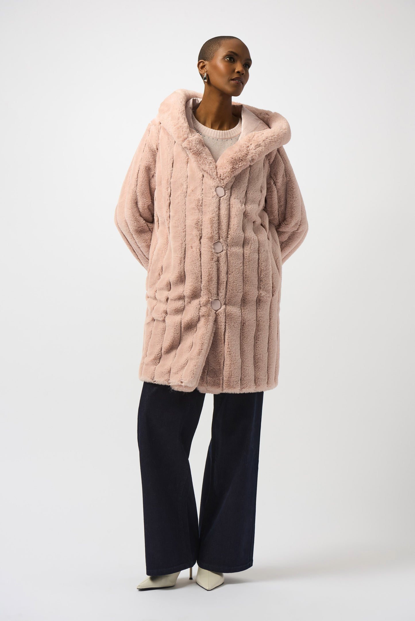 Faux Fur Reversible Hooded Coat
