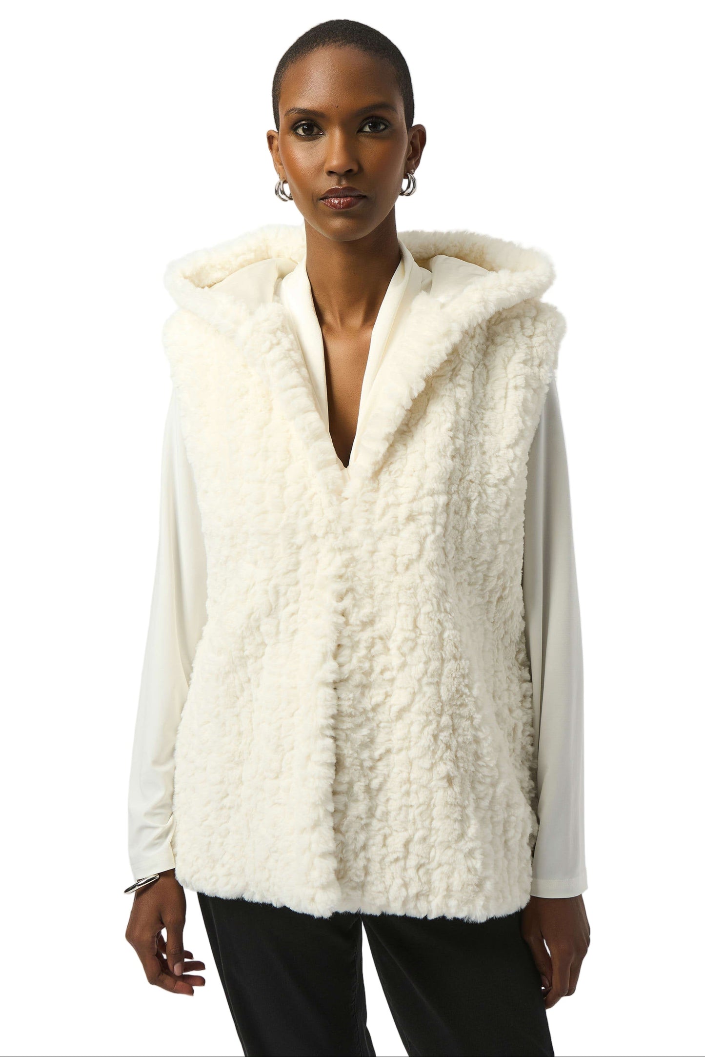 Faux Fur Textured Stripe Vest