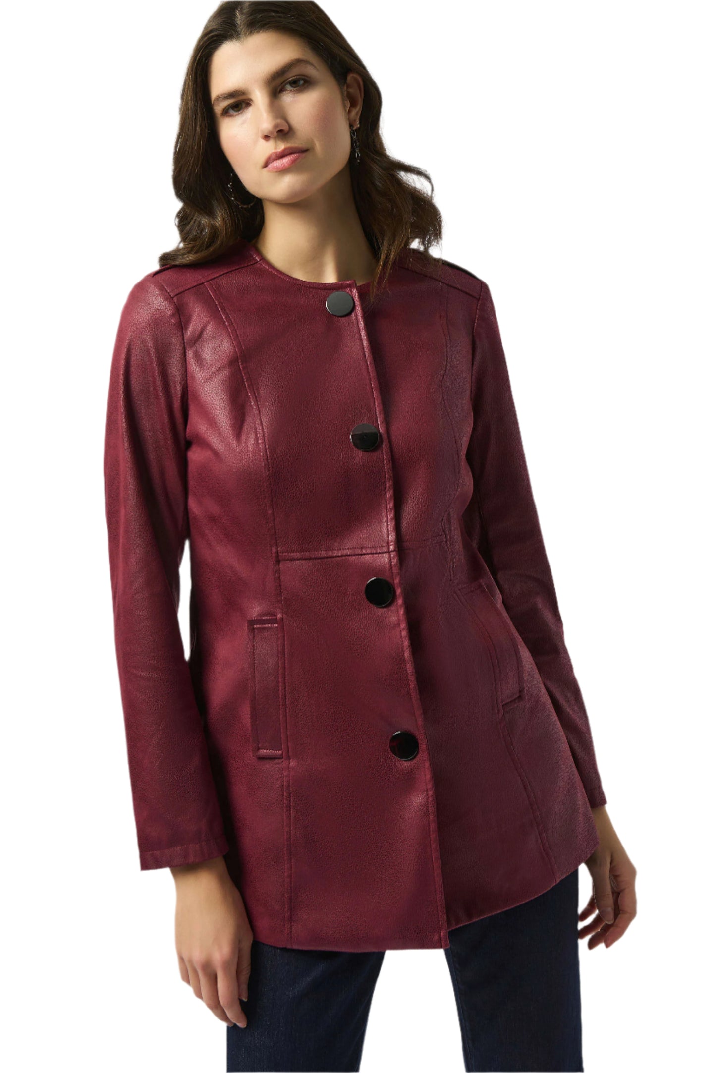 Foiled Faux Suede Fitted Jacket