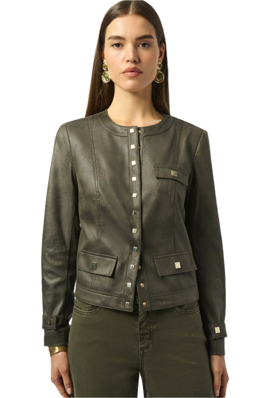 Foiled Faux Suede Fitted Jacket