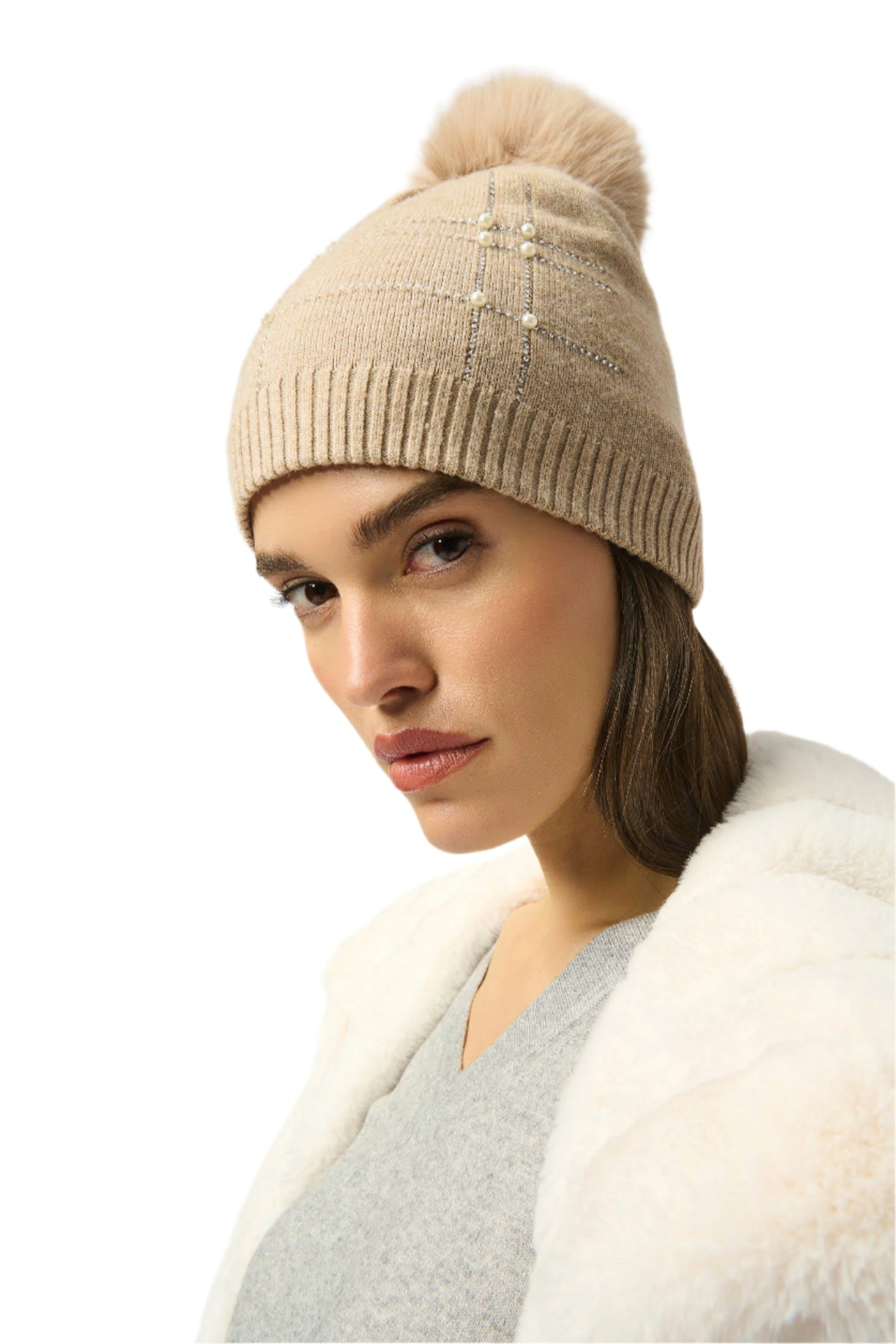 Knitted Faux Fur Pompom Hat
