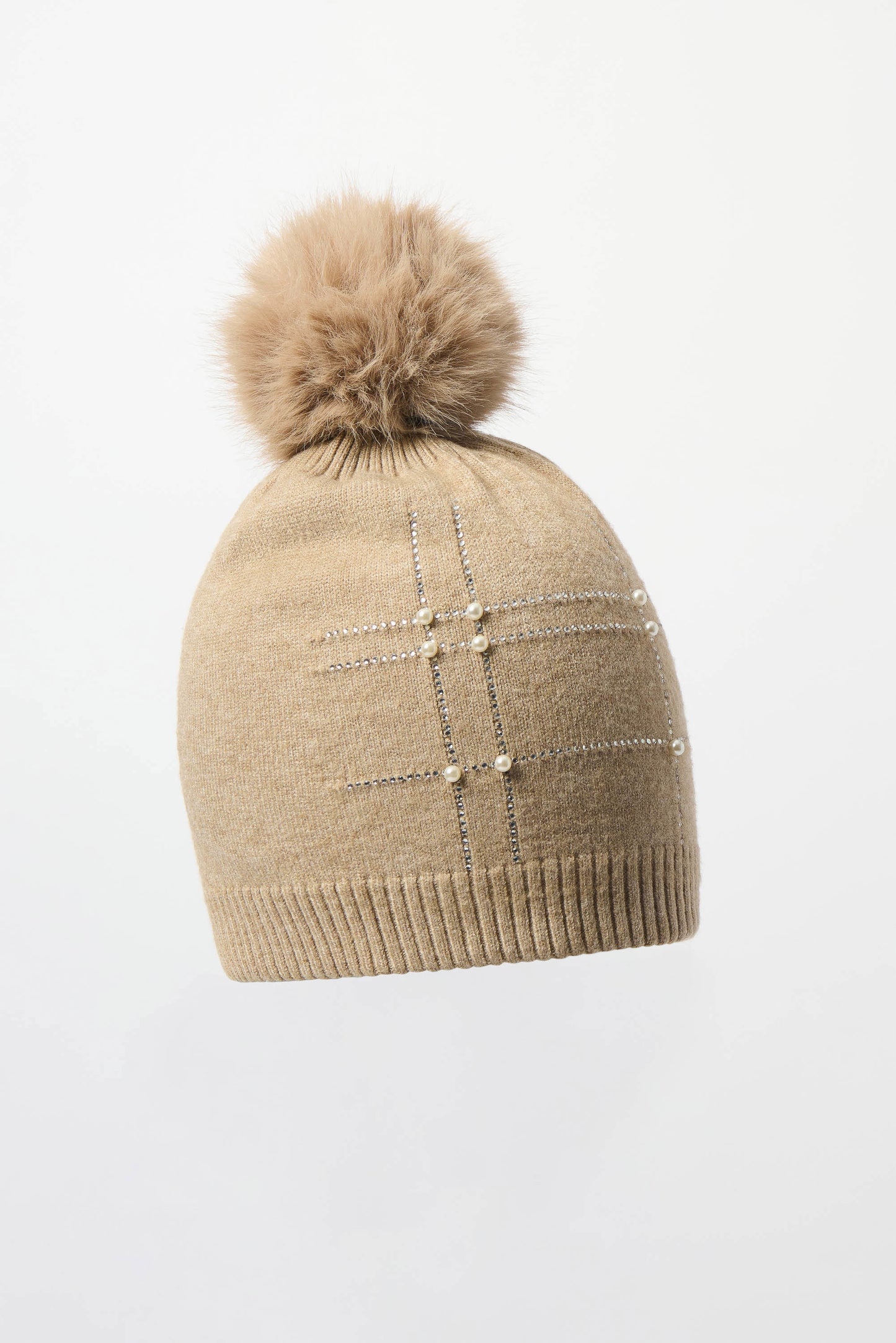 Knitted Faux Fur Pompom Hat